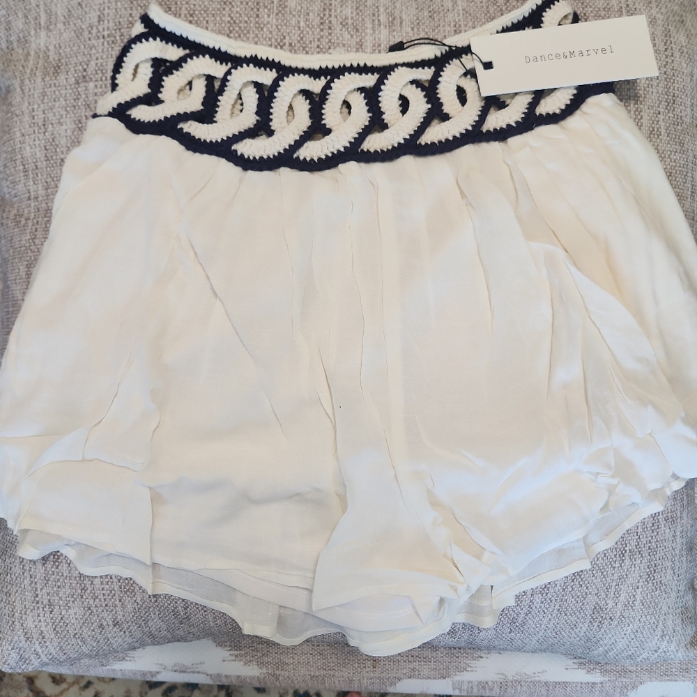 Dance & Marvel Cream Skirt with Navy Trim